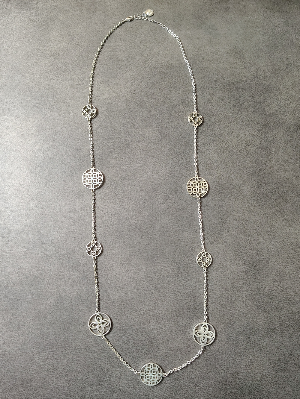 Dana Buchman Silver-Tone Openwork Station Necklace